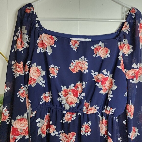 JustFab Navy Floral Mini Dress - Picture 6 of 10